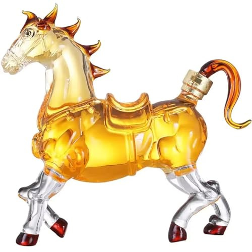 HHFLRAWA Decantador de whisky con forma de caballo, 1000 ml, decantador de licor de cristal, para bourbon, whisky, escocés, vodka, ron, tequila o cualquier otra bebida