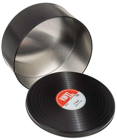 Freak Scene plåtburk vinylskiva rund metallburk stor kakburk plåtlåda förvaring