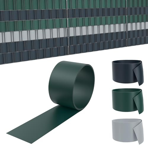 LZQ 10x Bandes brise-vue en PVC rigide, rouleau de 25 m x 19 cm, double fil opaque pour jardin, balcon, vert