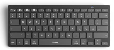 Inateck Bluetooth Keyboard for 3 Multi-Device, UK Layout Compact Wireless Keyboard for iPad Pro/Air/Mini/Windows/Android/iOS/Tablet/PC, Ergonomic Design with Media HotKeys, Slim and Portable, KB01003