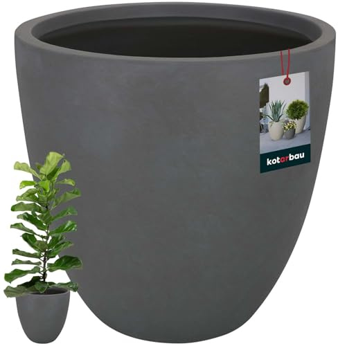 KOTARBAU® Blomvas, hög blomkruka, grå fiberclay Ecolite, höjd, modern vas, betongoptik, ståndsvas, Mörkgrå, ⌀ 36 cm H: 31 cm, Modern