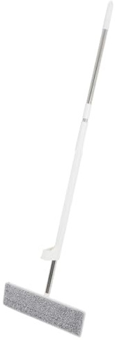 VALICLUD Flat Mop for Household Cleaning with Dual-use Functionality, 36cm White Microfibre Mop with 2 Replaceable Reusable Pads and Stainless Steel Handle, Suitable for Wet and Dry