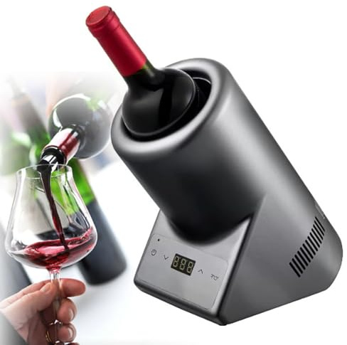 Drmoxin Electric Wine Chiller, 750ml Wine Bottle Chiller, Rapid Beverage, Champagne, Drink Chiller, for the Wine Lover,Wine Coolers,Grey