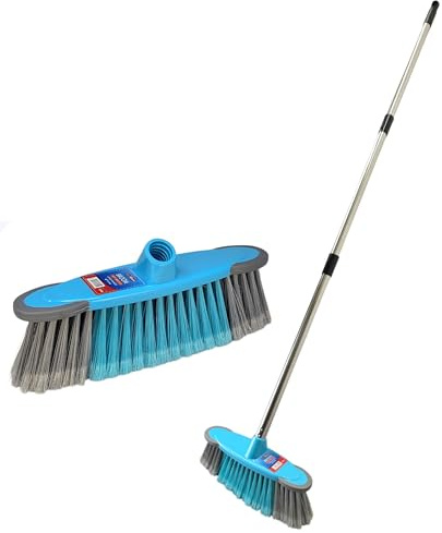 Soft Bristle Broom with 1.2M Long Handle Stainless Steel – Indoor Sweeping Brush for Tile, Wood, Laminate Floors – Lightweight Broom for Home, Kitchen, Patio Garden and Office Cleaning - By Best House