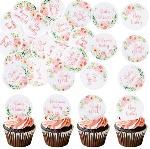 Blumomon40 Stück Essbar Oh Baby Cupcake Toppers Cupcake Toppers Baby Shower Cake Topper Geschlechtsreveal Party Kuchen Dekorationen