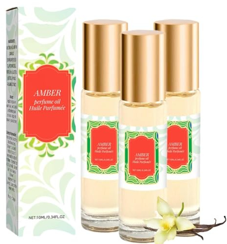 Vanillas Amber Perfume Oil, Vanilla Parfums, Lang Anhaltender Haut-Körpernebel mit Vanille & Amber, Extrait De Parfüms Aromatischer Körper, Tragbares Parfümspray Für Dating-Reisen (3PCS)