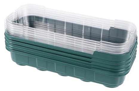 VILLCASE Vassoio di Plastica per Germinazione 5 Pezzi Coperchio, Coltivatore per Semina Domestica, Vassoi di Avviamento per Germogli Tenuta Stagna e Mantenimento Calore, Tool