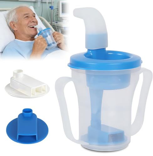 Dysphagia Regulating Drinking Cup, 250ml Beakers for Elderly, 5cc/10cc Sippy Cup for Adults Elderly non Spill with Soft Mouthpiece, Double Handles,Drinking Cups for Elderly Disabled Adult,Anti-Choking