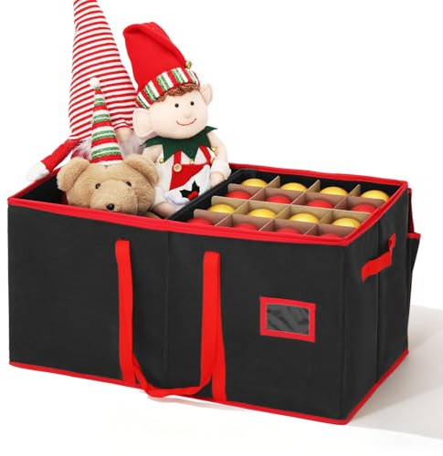 SALCAR Weihnachtskugel Aufbewahrungsbox mit 128 Fächern stabile Kartontrenner, praktische Aufbewahrungskiste für Christbaumschmuck und Weihnachtsdeko