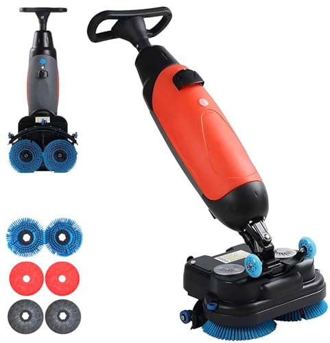 Fregadora de Suelos EléCtrica,con Ancho de Limpieza de 43 Cm (17),Cepillos Dobles Rotativos y Cabezal Giratorio de 360°, para Una Limpieza Industrial y Un Mantenimiento de Suelos Eficientes. red