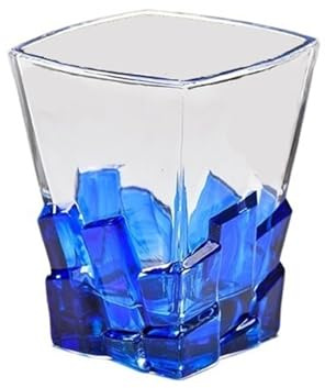 CJHFR472SG Elegante Vasos de whisky colores 8.5 oz, vasos fondo cuadrado pintados a mano Cristalería(Blue)