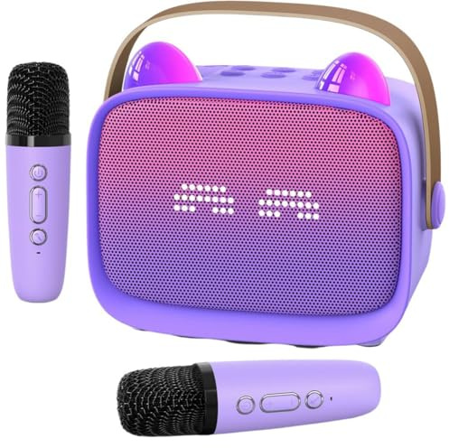 Ounfhtrttk Mini Altavoz Bluetooth Portátil, Máquina de Karaoke Inalámbrica con 2 Micrófonos, Máquina de Cantar Familiar K Song, Color