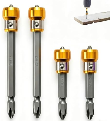 4Stk PH2 Magnetic Screw-Holding Bit Set, PH2 Magnetische Trockenbau Schraubendreher Bits zum Versenken von Schnellbau-Schrauben in Gipsplatten, 1/4 Sechskantschaft Gipskarton Bit für Holzbearbeitung