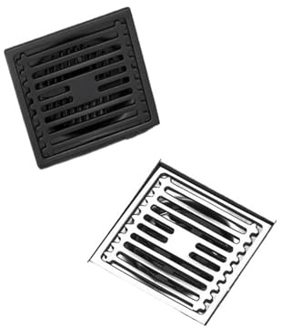 Grille Evacuation eau Exterieur Couverture carrée de bande Drainage d'eau plancher 10 * 10CM en acier inoxydable for le balcon cuisine jardin salle bains(A-Gun black)
