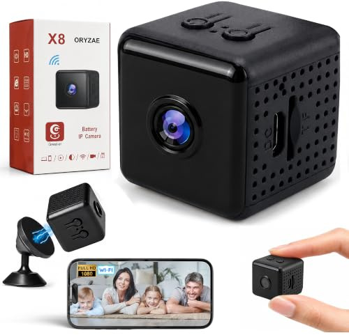 ORYZAE Mini Caméra Espion Ultra Compacte | WiFi 1080P HD, Vision à Distance, Détection de Mouvement, Caméra de Surveillance Discrète sans Fil