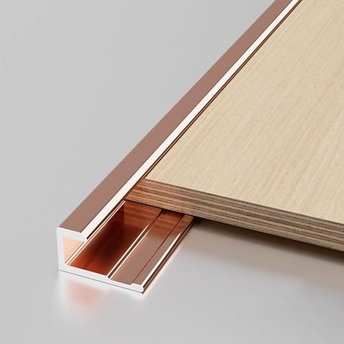 Vattentät kantremsa av aluminiumlegering – C-Sd hörnskydd för skåp, bord och steg – hållbar kakelprofil (roséguld, 18 mm L/3 m) – nödvändigt hemskydd