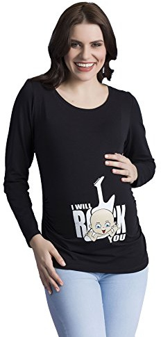 I Will Rock You – mammaskjorta med motiv sweatshirt graviditetströja för graviditet, långärmad, svart, L