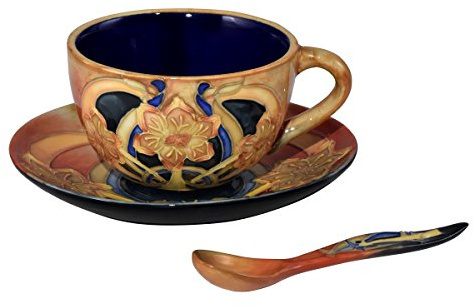 DaleTiffany Pasque Flower Hand Painted Porcelain Cup and Saucer Set, Blue/White