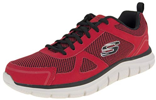 Skechers Track Bucolo, Scarpe running Uomo, Red Leather Black Mesh Trim, 44 EU