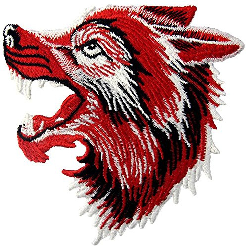 Aufnäher, bestickt, Design: Brüllender Wolf, zum Aufbügeln oder Aufnähen