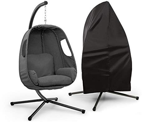 blumfeldt Bella Donna - Fauteuil Suspendu et Housse, Bercement Doux et Relaxant, Confort Unique, Coussins rembourrés de 12 cm, Rembourrage latéral, Pieds Stables en Acier, Gris foncé