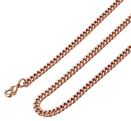 ChainsHouse Platin/18K Gold plattiert 7mm Kupfer Halskette Panzerkette, Männer Frauen Hip Hop Modeschmuck Schmuckkette Länge (46cm/55cm/66cm/71cm/76cm/81cm), Silber/Schwarz/Gold/Rose Gold