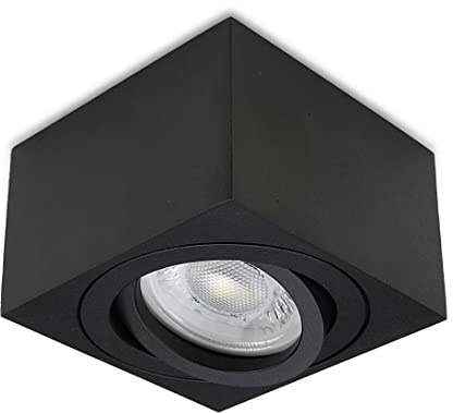 lambado® Premium LED Aufbauleuchte flach/Deckenstrahler Set inkl. 230V 5W Spots dimmbar - dezente Aufbaustrahler/Deckenspots (eckig, schwarz, schwenkbar)