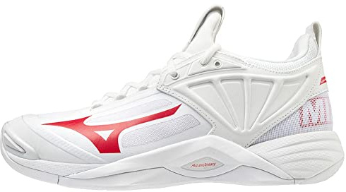Mizuno Scarpe da pallavolo Wave Momentum 2 da Donna, Bianco/Rosso, 41 EU
