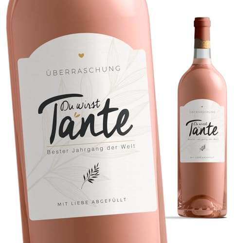 Manahia - Flaschenetikett Du wirst Tante - Originelle Idee zur Schwangerschaftsverkündung | Weinaufkleber & Sektetikett für die zukünftige Tante