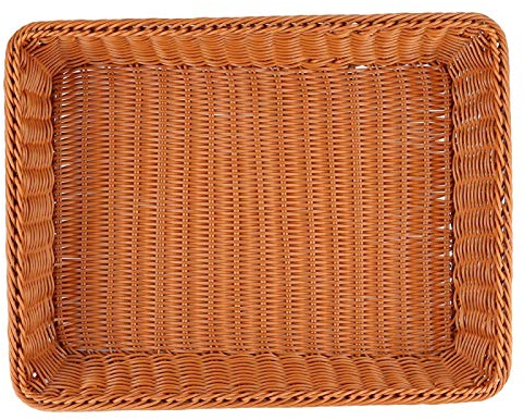 Cesta de pan Rectangular de tejido marrón Cesta de almacenamiento de alimentos Cesta de frutas Cesta de servicio de mesa para buffet Panadería Hogar Restaurante Supermercado(XL)