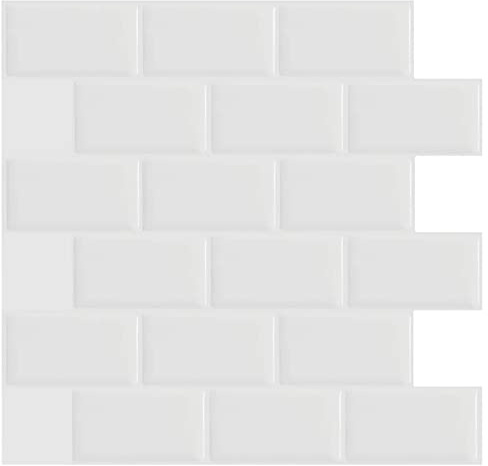 DONOMSDZ 3D Fliesenaufkleber Küche, PVC Fliesen Selbstklebende Fliesensticker Bad Fliesendekor, Klebefolie Fliesen Weiß Wasserdicht Wandaufkleber 30 x 30CM (12 Zoll X 12 Zoll )(4 Blatt)