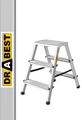 Aluleiter Home Doppelseitig 3 Stufen Tragkraft 125 kg Drabest, Ysilver