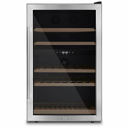 Les Petits Champs Cave à Vin 53 Bouteilles CAVCD53, Capacité 128L, 2 Zones de Température, Design Élégant en Acier Inoxydable, Réglage de Température de 5°C à 22°C, Anti-UV, LED