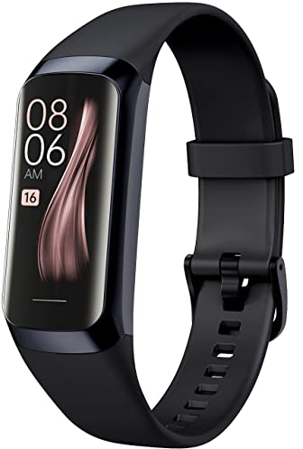 Fitnessuhr Damen Herren Fitness Tracker Smartwatch Sportuhr Fitness Uhr Schrittzähler mit Whatsapp Funktion Pulsuhr Laufuhr Armband Tracker Blutdruckmessung Elegant Schwarz Rosa