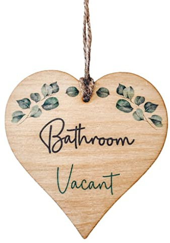 Engaged Vacant Double Sided Bathroom Door Sign, Heart Shape