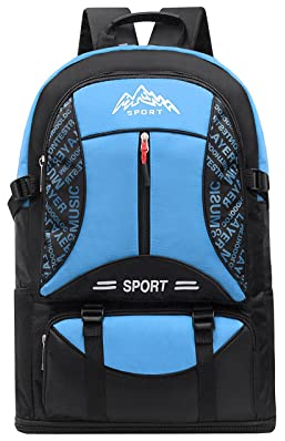 QQYG 60L Herren Erweiterbarer Outdoor Rucksack Angeln Bergsteigen Reise Sport Rucksack Schultasche Camping Bergsteigen Tasche,Azul,34 * 13 * 56CM