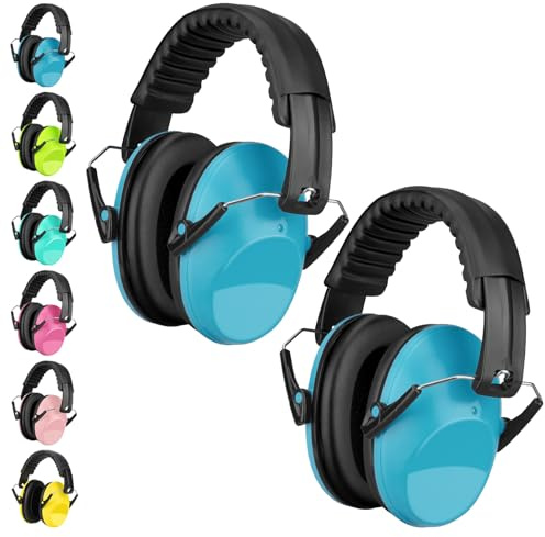 Kids Ear Defenders 2 Pack, BraveKoi Children Noise Cancelling Headphones 26dB SNR Foldable Adjustable Hearing Protection Noise Cancelling Earmuffs for Autism, Boys, Girls, Toddlers (Age 3-16 Year Old)