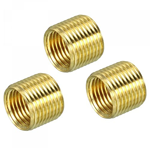 sourcing map Filetage Réduction M12x1mm Mâle-M10x1mm Femelle 10mm 3Pcs | Écrous Insert, Laiton Adaptateurs Tuyau Raccord Conversion Manchon Réducteur