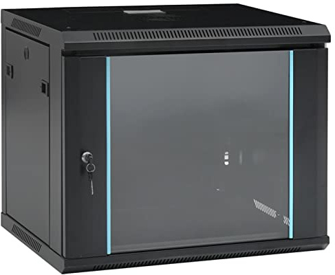 Chusui 9U Netzwerkschrank Wandmontage 19 IP20, Serverschrank, Patchpanel, Router Kasten, Netzwerk Schrank, Datenschrank, Schaltschrank, 600x450x510 mm
