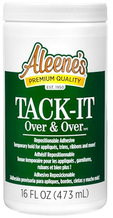 Aleene’s Tack-It Over & Over Nicht-Permanenter Kleber 473 ml - Temporärer Bastelkleber für Textilien, Knöpfe, Pailletten, Perlen, Glas und Wiederverwendbare Dekoration auf Stoff - Ungiftig