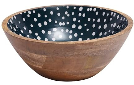 Dexam Sintra Mango Wood Spotted Salad Bowl - Ink Blue
