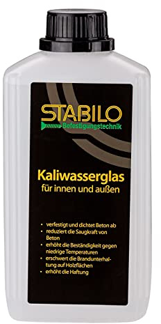 Stabilo Befestigungstechnik Kaliwasserglas 1 Liter | Oberflächen Grundierung Konservierung ultrarein | Versieglun, Verfestigung, für Innen- & Außenbereich