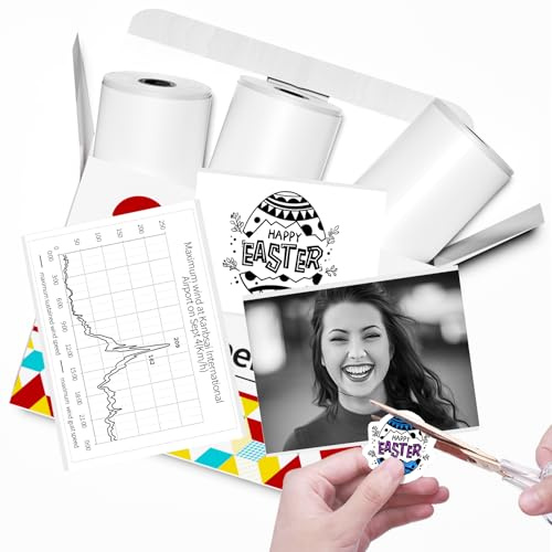 Phomemo Thermal Paper Sticker Printer, Inkless Mini Pocket Printer, Black on White T02/M02X/M02L, 3 Rolls 50mmx3.5m, 2 Years