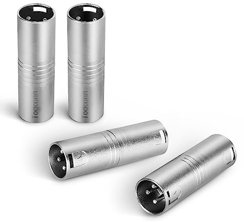 Togconn XLR-Stecker auf Stecker, 4 Stück, 3-poliger XLR-Gender-Changer-Stecker, kompatibel mit Mixer, Mikrofon, Leistungsverstärker