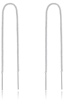Reffeer Massive 925 Sterling Silber Ketteneinfädler-Ohrringe, baumelnd für Damen, Ohrringe, Mädchen-Ohrringe, minimalistische Ketten-Ohrringe, lange Quasten-Ohrringe