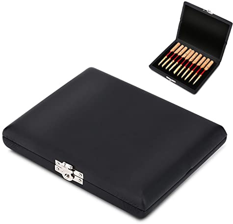 Oboe Reed Case Holz PU Lederbezug Reeds Aufbewahrungshalter für 10/12/20 Stück Oboe Reeds Ersatz(Hält 10 Blätter)