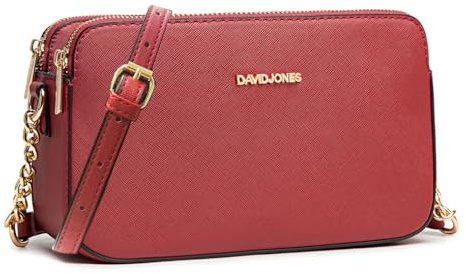 David Jones - Damen Kleine Umhängetasche - Crossbody Bag PU Leder - Reißverschluss Tasche mit 3 Fächern - Elegante starre Handtasche Stilvolle Abendtasche - Schultertasche Alltag Modisch