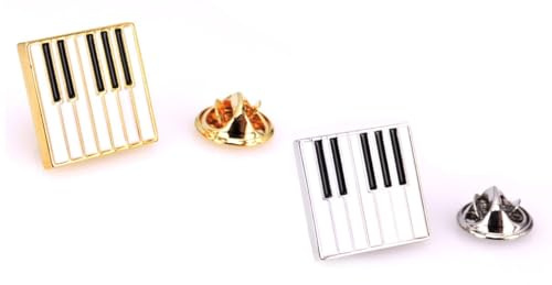 2 x Keyboard Klavier Anstecker Keyboard Anstecker Musik Anstecknadel Silber und Gold