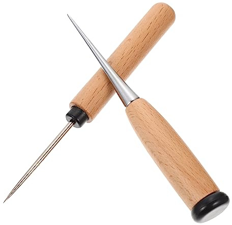 SHINEOFI 2pièces Poinçons à Manche Bois Ronds Poinçons à Main Pour Cuir Outils De Couture Pour Artisanat Du Cuir