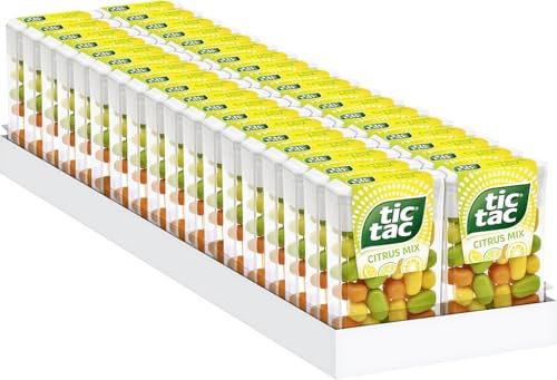 tic tac Citrus Mix – Die Kombination von süß und sauer – Dragee-Mix mit Zitrone, Limette, Mandarine & Yuzu – Erfrischung für unterwegs – 36 x 18 g Packungen